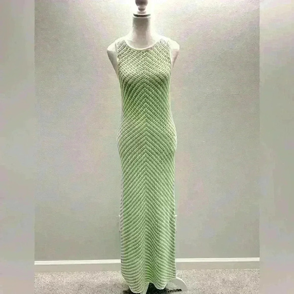 NWT House‎ of Harlow Green and White Crochet Dress Size M - Picture 4 of 11